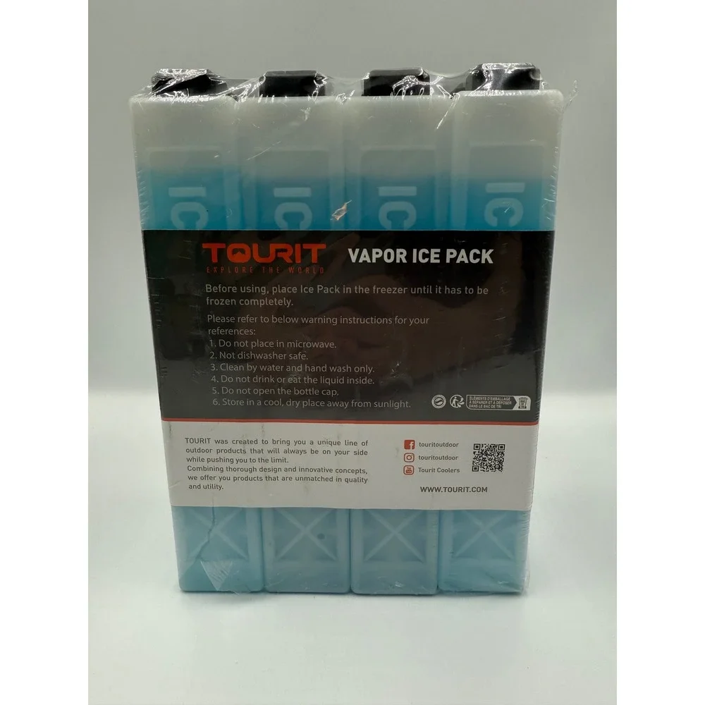 TOURIT‎ Vapor Ice Pack Set Reusable Slim Cooler Packs Non-Toxic BPA Free Blue